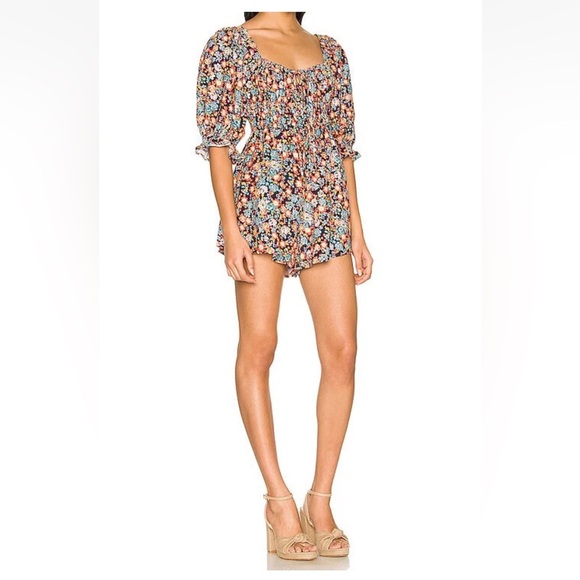 NWT FREE PEOPLE ‘Show Me Love’ Linen Blend Floral Romper Jumpsuit - Picture 8 of 14